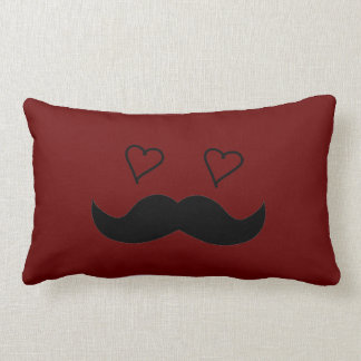 Coussin Rectangle Homme de moustache avec des yeux de coeur