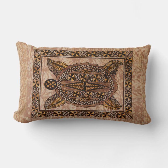 Coussin Rectangle Honu Tapa de tatouage hawaïen primitif (Recto)
