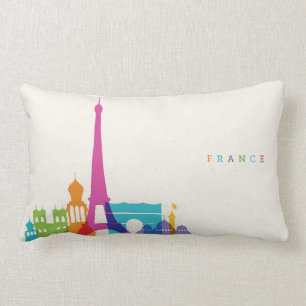Coussin Rectangle Horizon au néon de la France