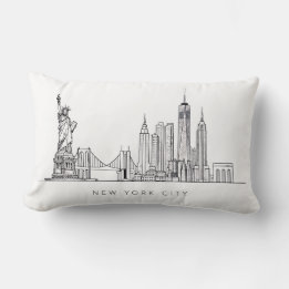 Coussin Rectangle Horizon de New York minimaliste en ligne art