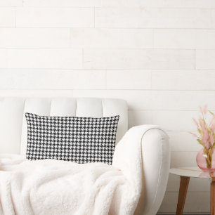 Coussin Rectangle Houndstooth noir et blanc par Shirley Taylor