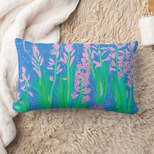 Coussin Rectangle Hyacinthes roses Fleurs de printemps peinture d'ar (Couverture)
