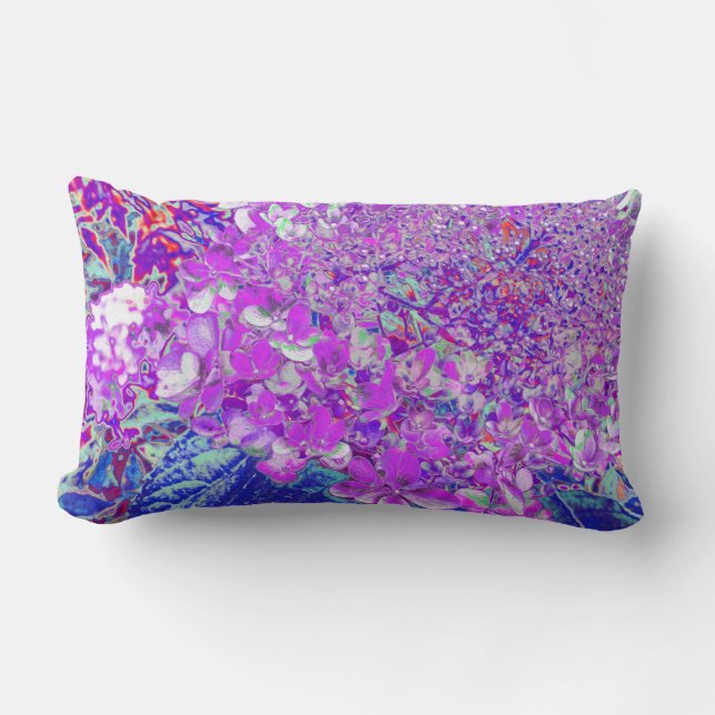 Coussin Rectangle Hydrangea Élégant Violet et Bleu Limelight (Recto)