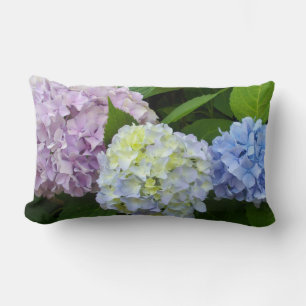 Coussin Rectangle Hydrangeas élégants violets bleus roses floraux