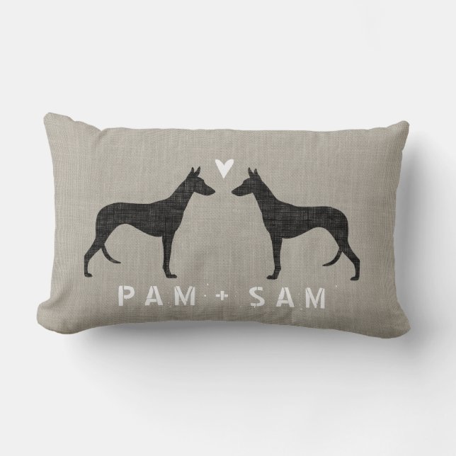 Coussin Rectangle Ibizan Hound Silhouettes Love (Recto)