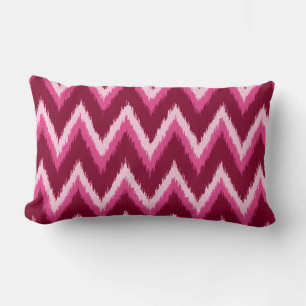Coussin Rectangle Ikat Chevron Stripes - Burqundy, Rose et rose