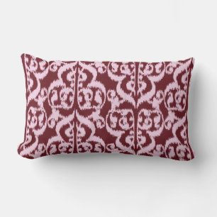 Coussin Rectangle Ikat damas mauresque - bordeaux et rose