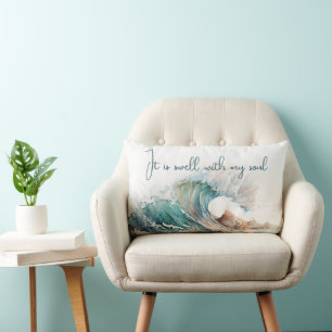 Coussin Rectangle Il Est Soufflé Avec Mon Âme Aquarelle Vague