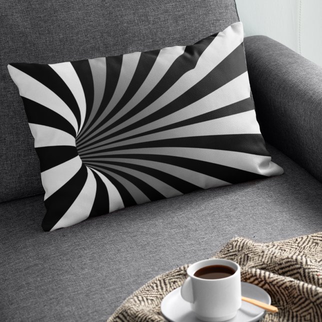 Coussin Rectangle Illusion Optique Hypnotique Courbe Spirale (Créateur téléchargé)