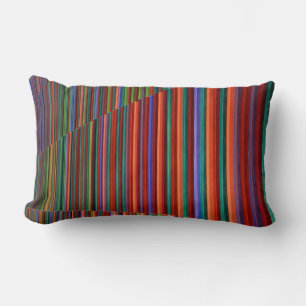 Coussin Rectangle Illustration à rayures multicolores