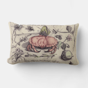 Coussin Rectangle Illustration de fleur d'insecte botanique de crabe