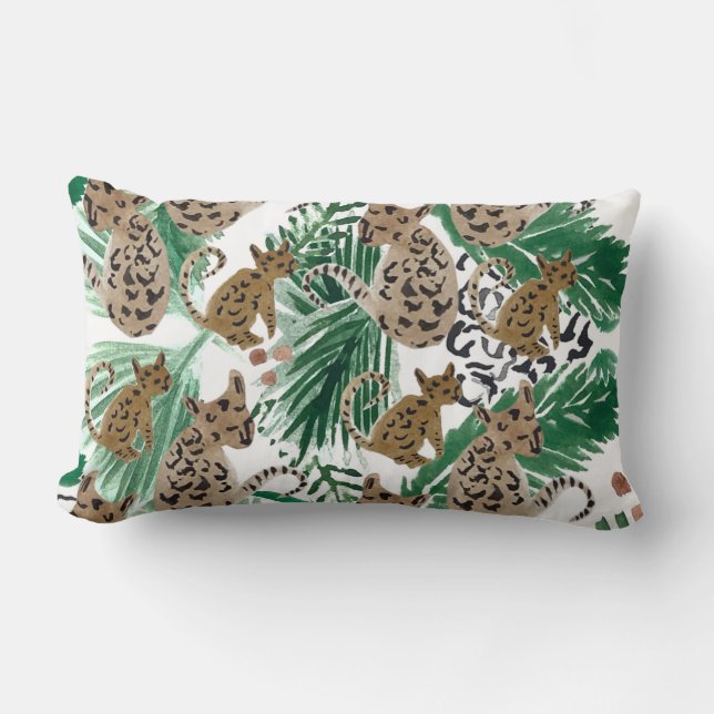 Coussin Rectangle Illustration de jaguar à l'aquarelle Impression d' (Recto)