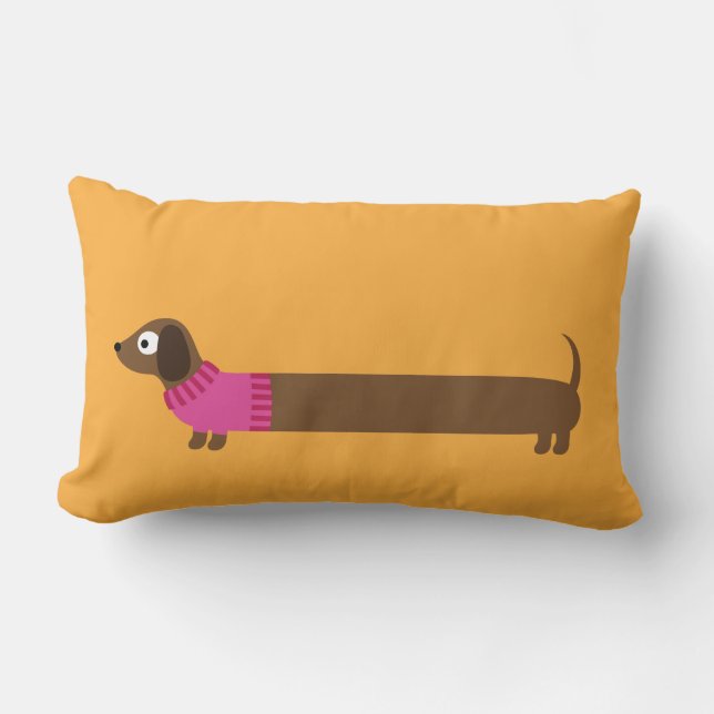 Coussin Rectangle Illustration de mignons longs Dachshund (Recto)