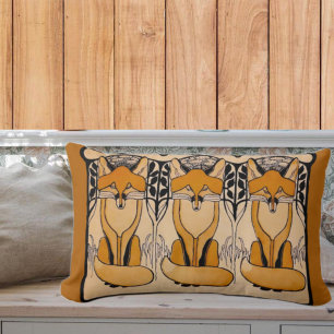 Coussin Rectangle Illustration de renards Art Nouveau Faune forest