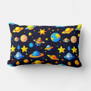 Coussin Rectangle Illustration de thème spatial coloré avec des plan