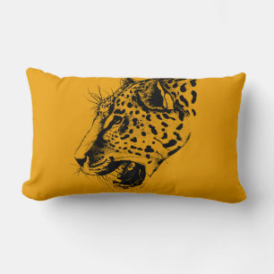 Coussin Rectangle Illustration d'un léopard tiré à la main noir et j