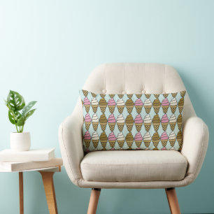 Coussin Rectangle Illustration Ice Cream Cone Pastel