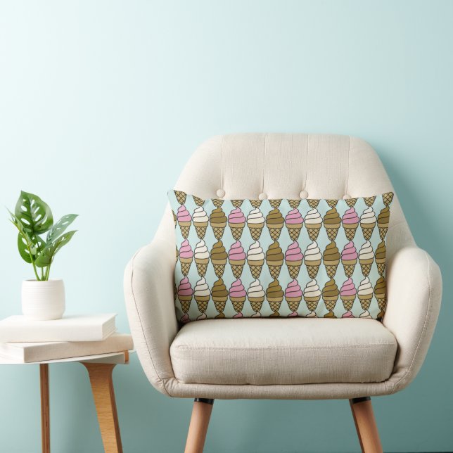 Coussin Rectangle Illustration Ice Cream Cone Pastel (Chaise)