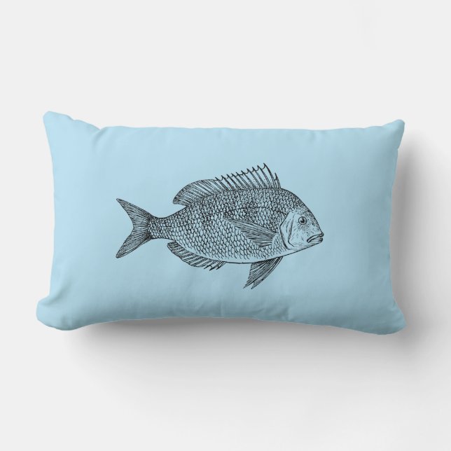 Coussin Rectangle Illustration marine de poisson vintage (Recto)
