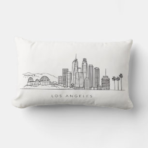 Coussin Rectangle Illustration minimaliste de la skyline de Los Ange