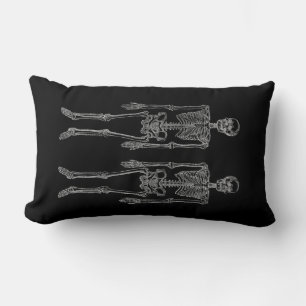 Coussin Rectangle Illustration Vintage d'un Double Squelette Humain