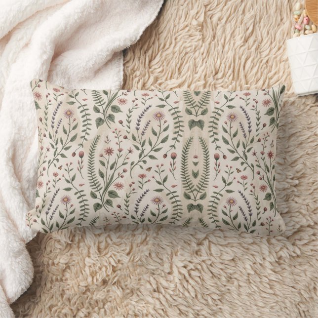 Coussin Rectangle Illustrations Botaniques De Fleurs Sauvages (Couverture)