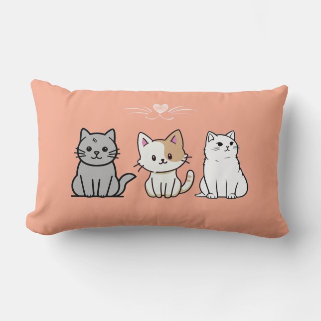 Coussin Rectangle Illustrations de trois chats assis (Recto)