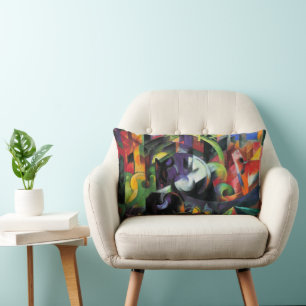 Coussin Rectangle Image avec du bétail par Franz Marc, Art Vintage