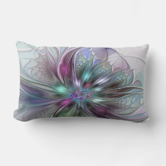 Coussin Rectangle Imaginaire coloré Abstrait Fleur fractale moderne