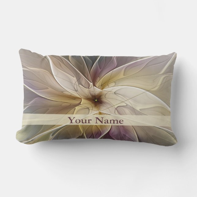 Coussin Rectangle Imaginaire floral Gold Eggplant Nom de l'art Abstr (Recto)