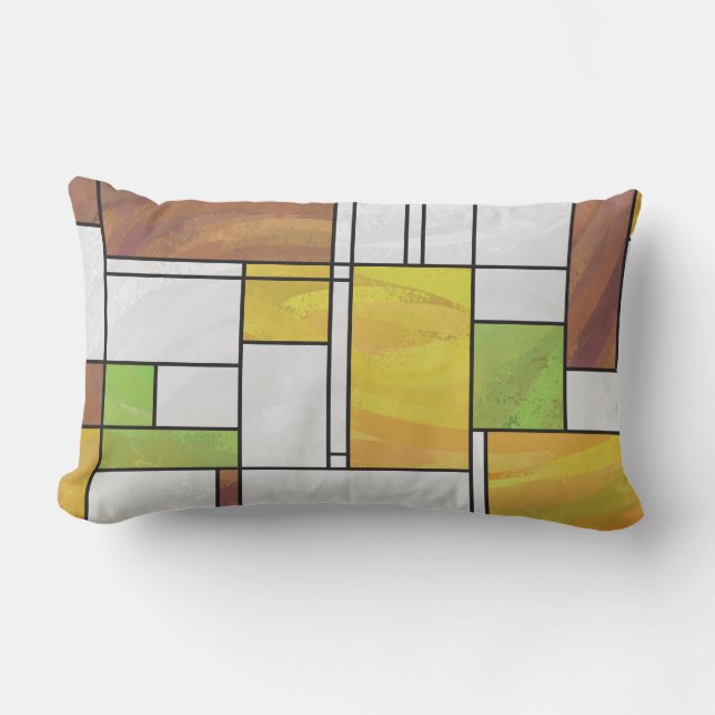 Coussin Rectangle Impression Brown jaune vert (Recto)