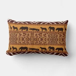 Coussin Rectangle Impression d'animal de motif de jaguar tribal afri