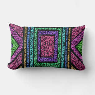 Coussin Rectangle Impression d'animal léopard arc-en-ciel géométriqu