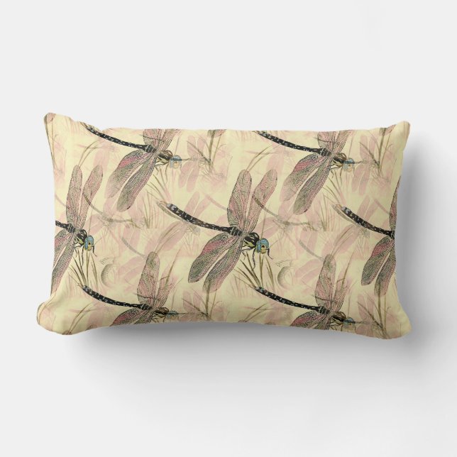 Coussin Rectangle Impression de libellules vintages (Recto)