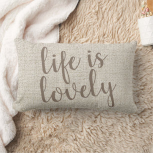 Coussin Rectangle Impression de tissu rustique, écriture Life Is Lov