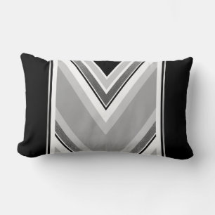 Coussin Rectangle Impression diagonale noire, grise, métallique rayé