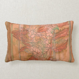 Coussin Rectangle Impression florale orange moderne sur Arrière - pl