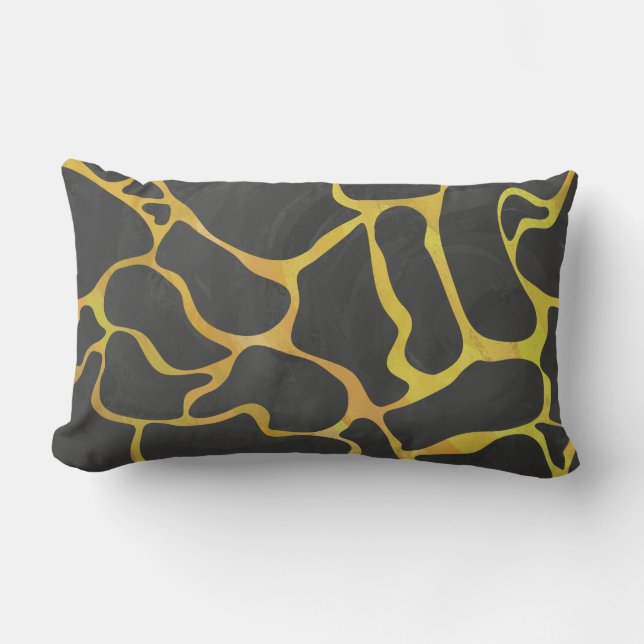 Coussin Rectangle Impression girafe noir et jaune (Recto)