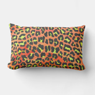 Coussin Rectangle Impression léopard orange et jaune