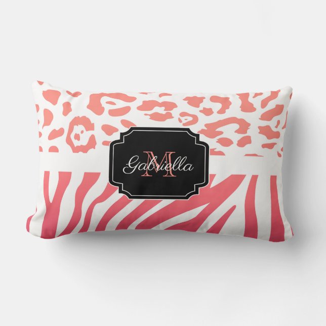 Coussin Rectangle Impression Lepard / Impression Zebra (Recto)