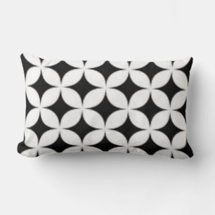 Coussin Rectangle Impression tendance noir et blanc floral Voir les