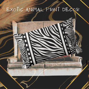 Coussin Rectangle Impression Zèbre noir et blanc
