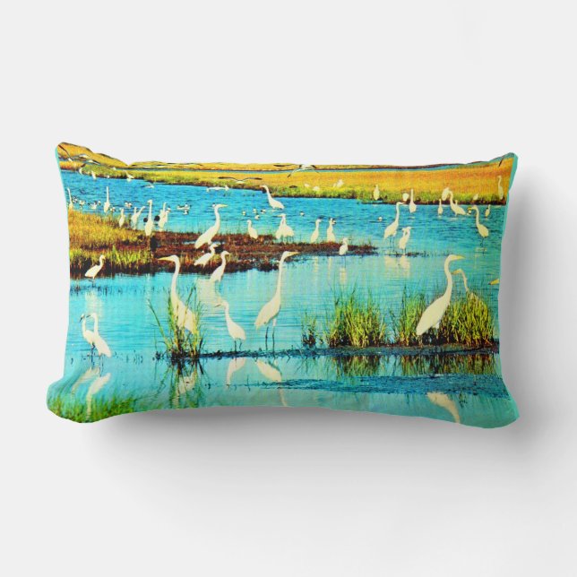 Coussin Rectangle imprimé d'aigrettes enneigées (Recto)