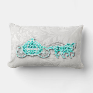 Coussin Rectangle Imprimé diamant sarcelle carrosse princesse/Damask