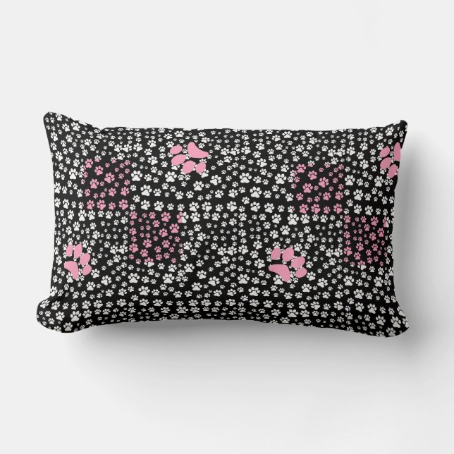 Coussin Rectangle Imprimez les pattes motif NS 01b. BG noir (Recto)