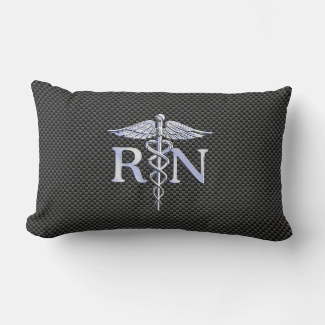 Coussin Rectangle Infirmière inscrite RN Silver Caduceus Snakes (Recto)