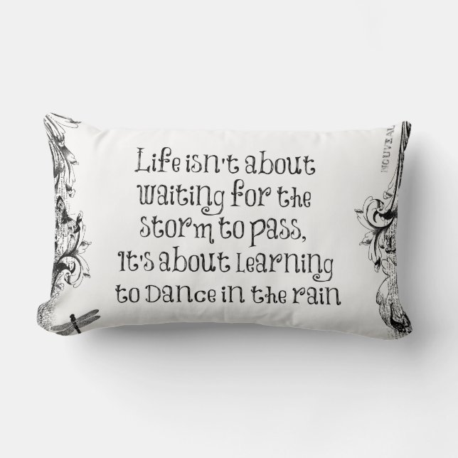 Coussin Rectangle Inspirational Learning to dance in the Rain Citati (Recto)