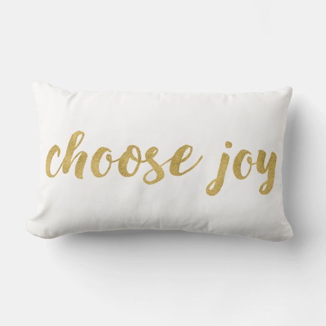 Coussin Rectangle Inspirationnel Choisissez Joie En Or Décoratif (Recto)