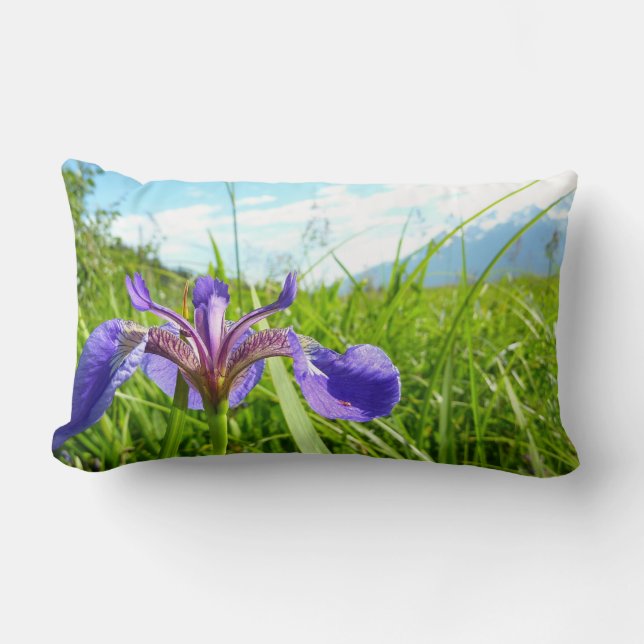 Coussin Rectangle Iris sauvage et paysage d'Alaska (Recto)