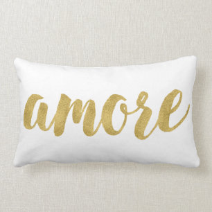 Coussin Rectangle Italien en lettres Amore d'or de main moderne